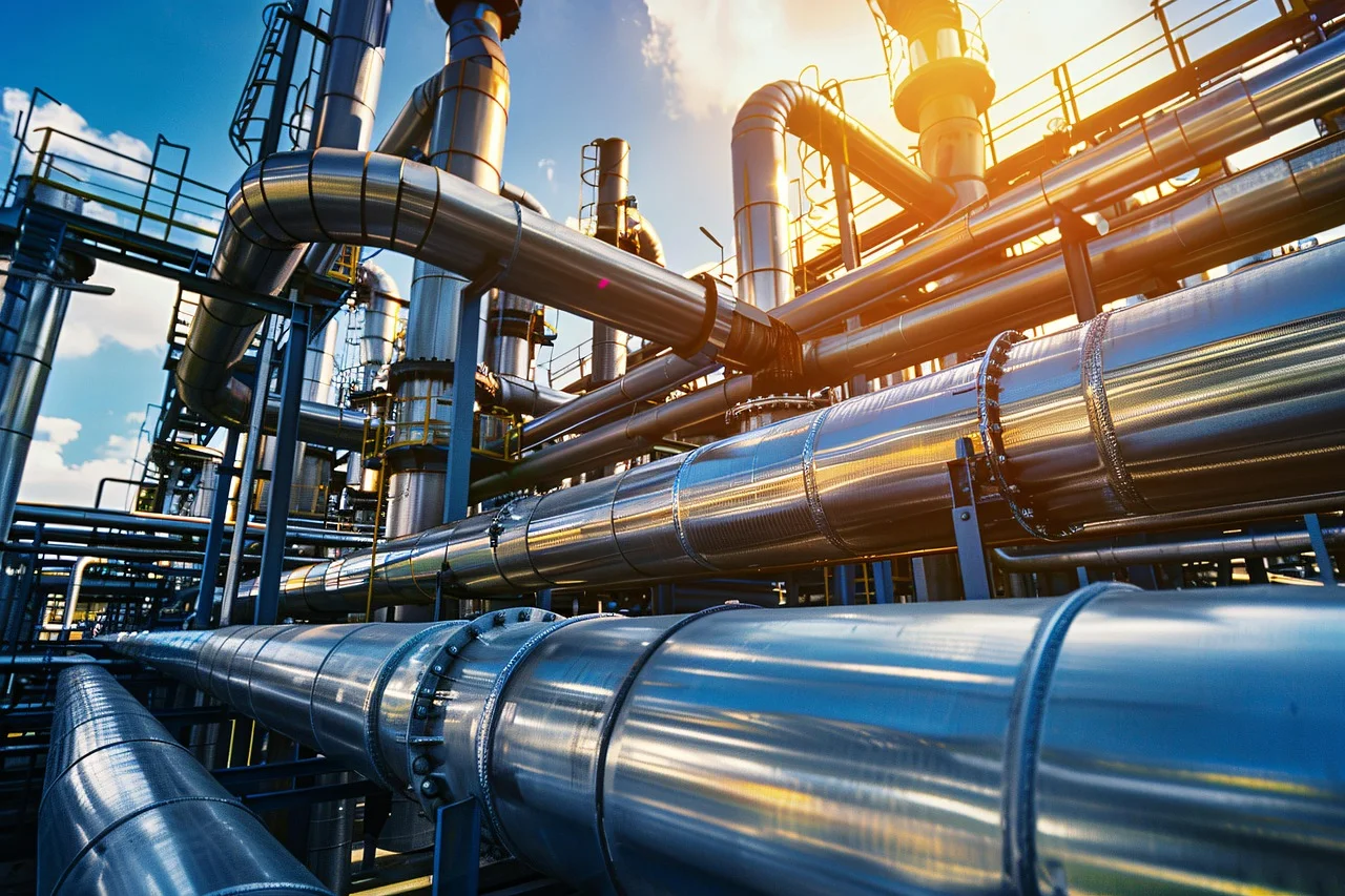 Energy processing facility with an interconnected network of pipelines