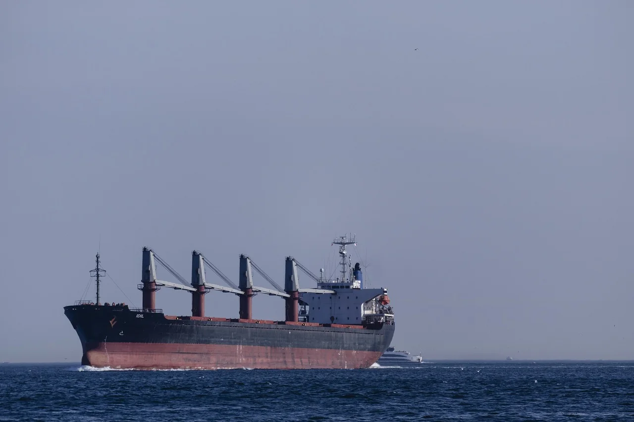 Natural resources cargo vessel underway at sea